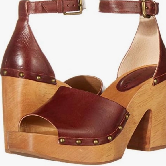 Lucky Brand Nelora Wooden Platform Leather Sandals 8.5 - Picture 11 of 12